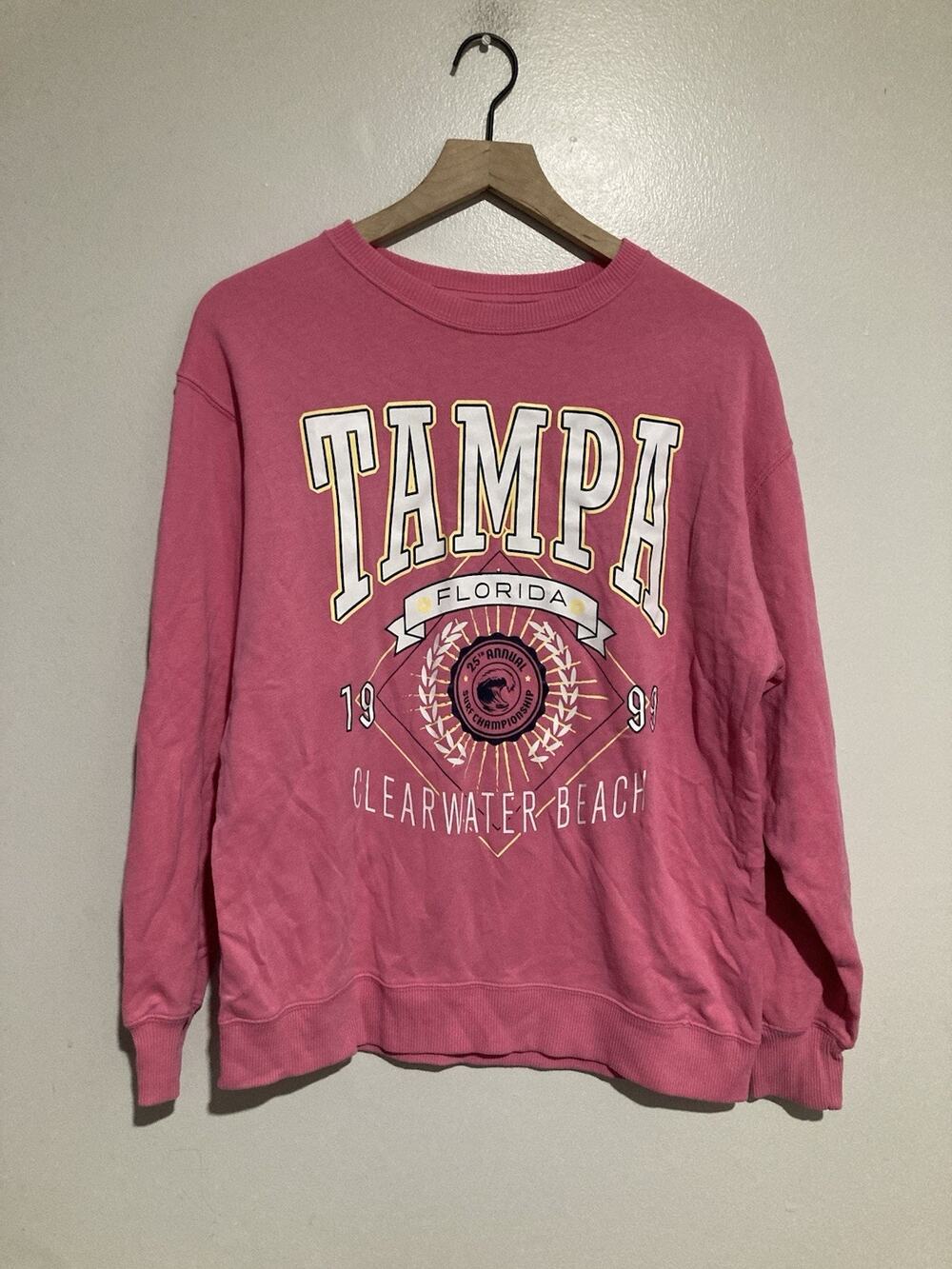 Hollister Sweatshirt Tampa Florida Womens XS Pink Pullover Clearwater Beach